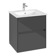V&B Meuble sous-lavabo Collaro 56,1x61x48cm, vasque centrale, gris brillant