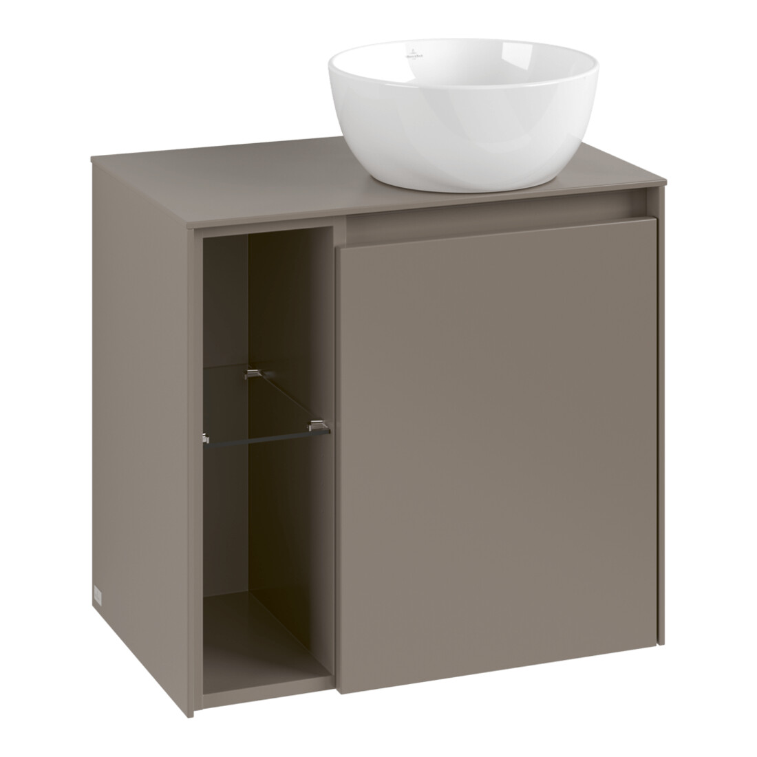 V&B Meuble sous lavabo Collaro 60x54,8x38cm, lavabo à droite, taupe