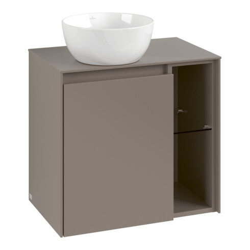 V&B Meuble sous lavabo Collaro 60x54,8x38cm, lavabo à gauche, taupe