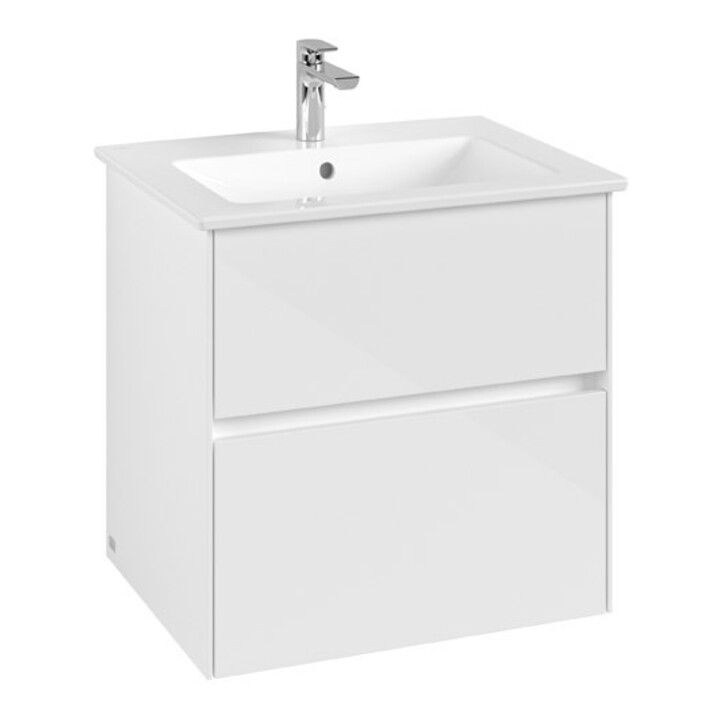 V&B Meuble sous lavabo Collaro 61,1x61x48 cm, vasque centrale, blanc brillant