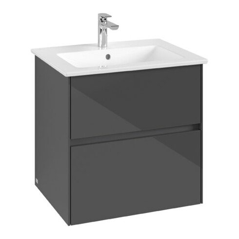 V&B Meuble sous lavabo Collaro 61,1x61x48cm, vasque centrale, gris brillant