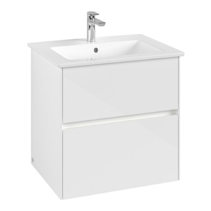 V&B Meuble sous-lavabo Collaro 61,1x61x48cm, WT mi, LED 4,2W, blanc brillant