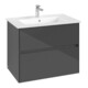 V&B Meuble sous-lavabo Collaro 76,1x61x48cm, vasque centrale, gris brillant-4