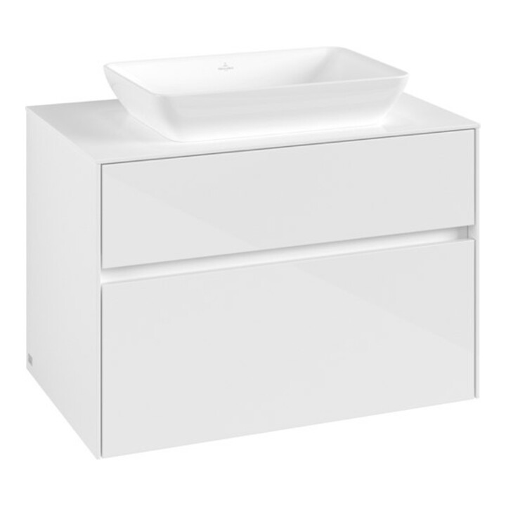V&B Meuble sous lavabo Collaro 80x54,8x50 cm, EV centré, blanc brillant