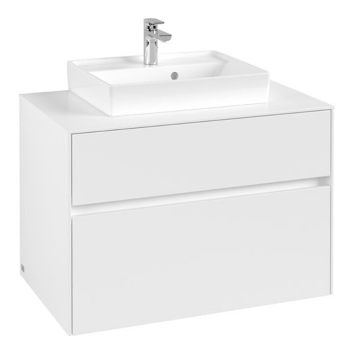 V&B Meuble sous lavabo Collaro 80x54,8x50 cm, vasque centrale, blanc mat