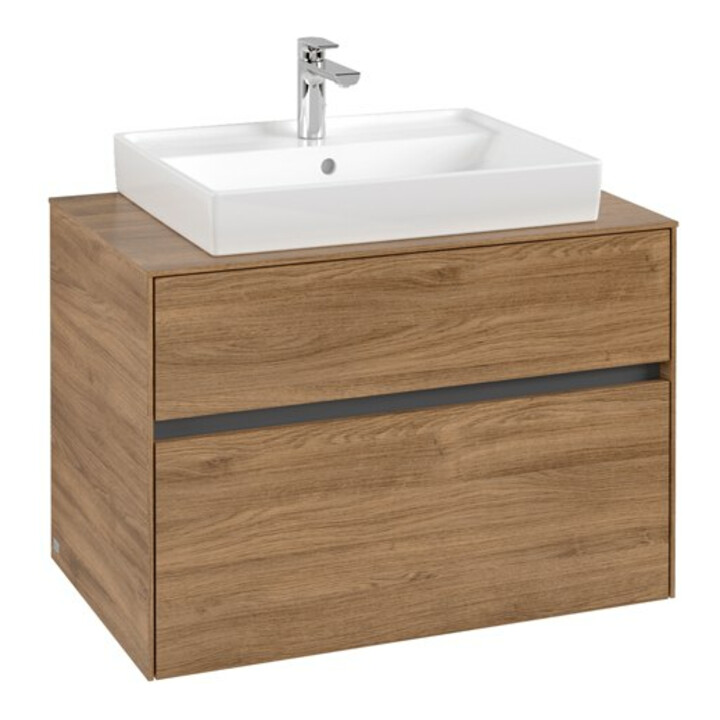 V&B Meuble sous-lavabo Collaro 80x54,8x50 cm, vasque centrale, chêne Kansas