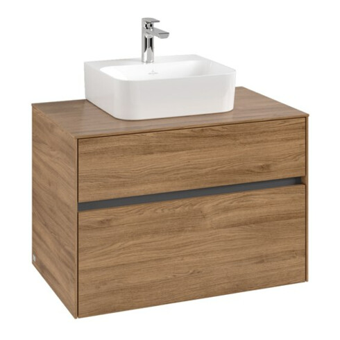 V&B Meuble sous-lavabo Collaro 80x54,8x50 cm, vasque centrale, chêne Kansas