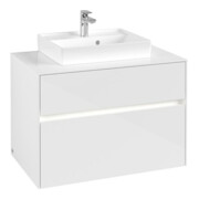 V&B Meuble sous lavabo Collaro 80x54,8x50 cm, WT mi, LED 5,7 W, blanc brillant