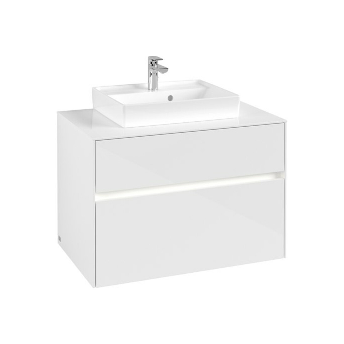 V&B Meuble sous lavabo Collaro 80x54,8x50 cm, WT mi, LED 5,7 W, blanc brillant