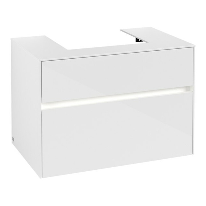 V&B Meuble sous lavabo Collaro 80x54,8x50 cm, WT mi, LED 5,7 W, blanc brillant