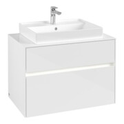 V&B Meuble sous lavabo Collaro 80x54,8x50 cm, WT mi, LED 5,7 W, blanc brillant