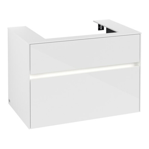 V&B Meuble sous lavabo Collaro 80x54,8x50 cm, WT mi, LED 5,7 W, blanc brillant