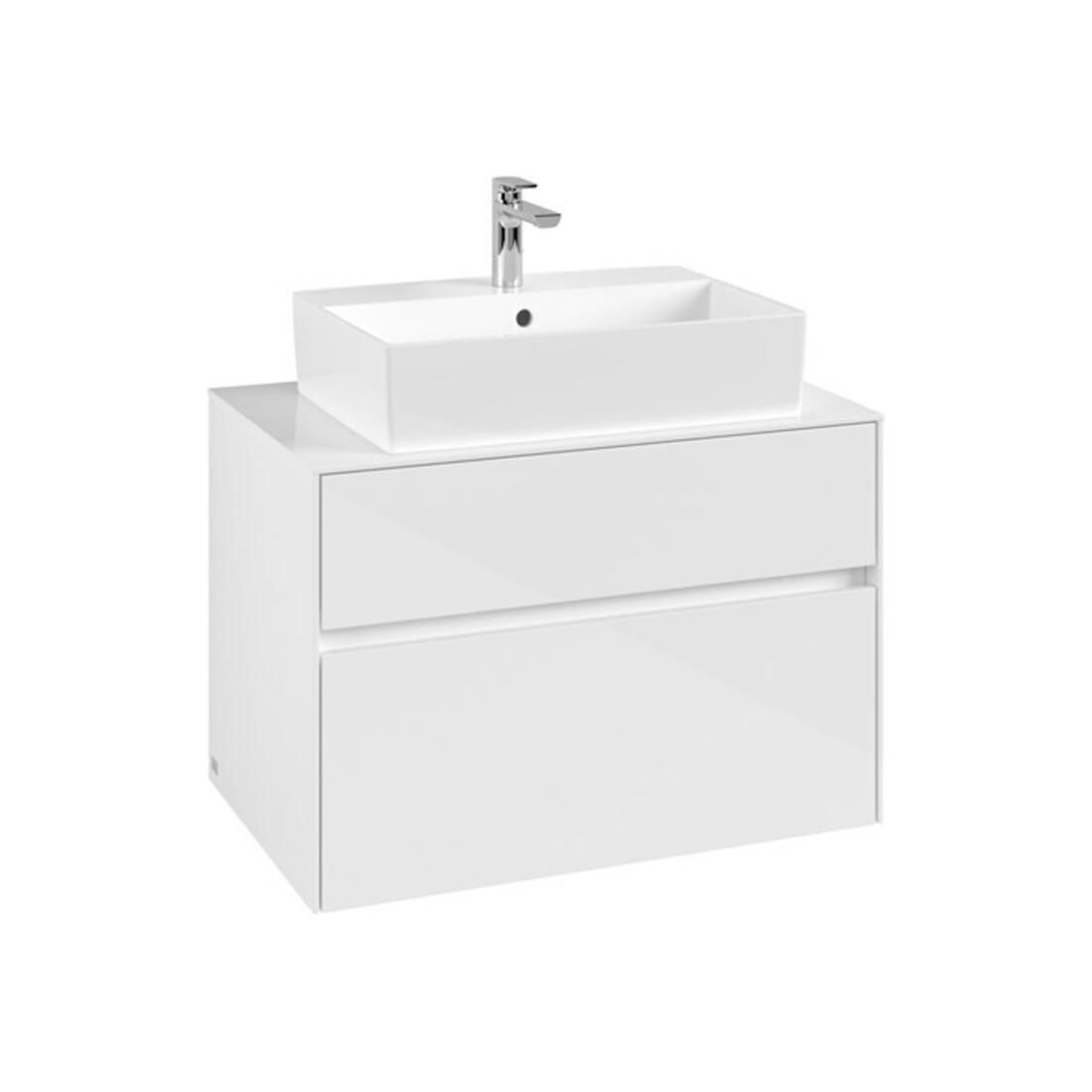 V&B Meuble sous lavabo Collaro 80x54,8x50cm, vasque centrale, blanc brillant