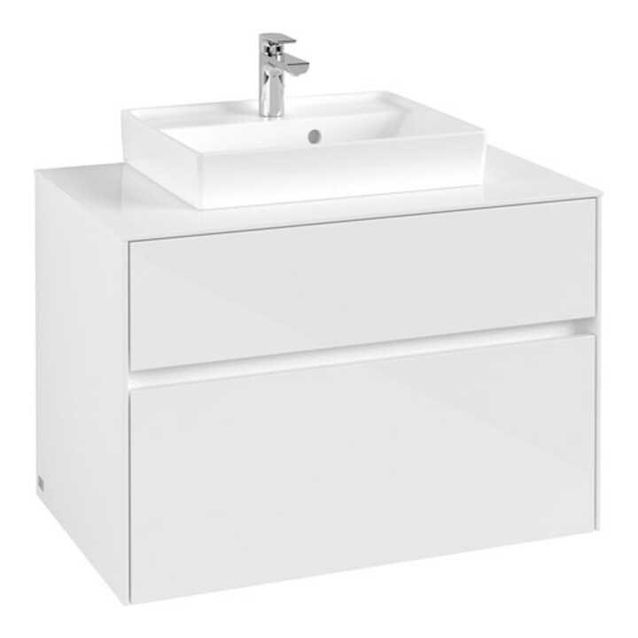 V&B Meuble sous lavabo Collaro 80x54,8x50cm, vasque centrale, blanc brillant