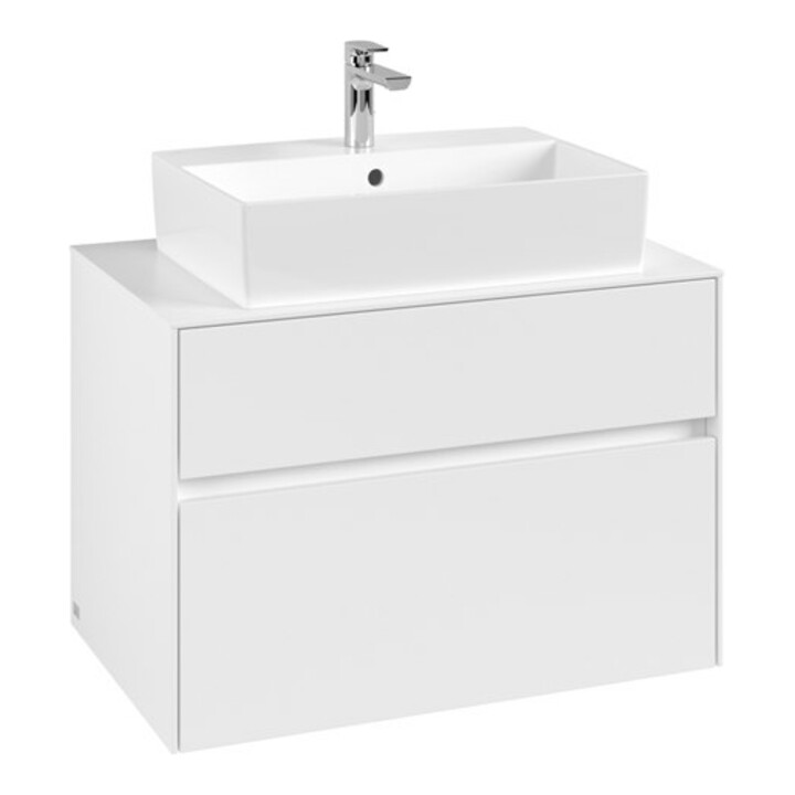 V&B Meuble sous lavabo Collaro 80x54,8x50cm, vasque centrale, blanc mat
