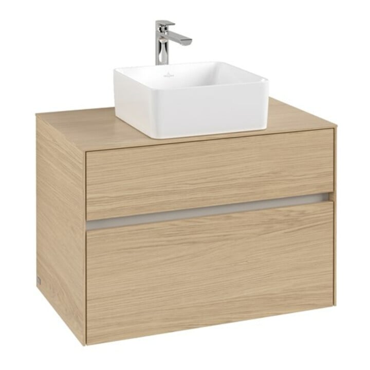 V&B Meuble sous lavabo Collaro 80x54,8x50cm, vasque centrale, Chêne Nordic