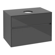 V&B Meuble sous lavabo Collaro 80x54,8x50cm, vasque centrale, Gris brillant