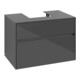 V&B Meuble sous lavabo Collaro 80x54,8x50cm, vasque centrale, gris brillant-1
