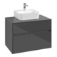 V&B Meuble sous lavabo Collaro 80x54,8x50cm, vasque centrale, gris brillant-4