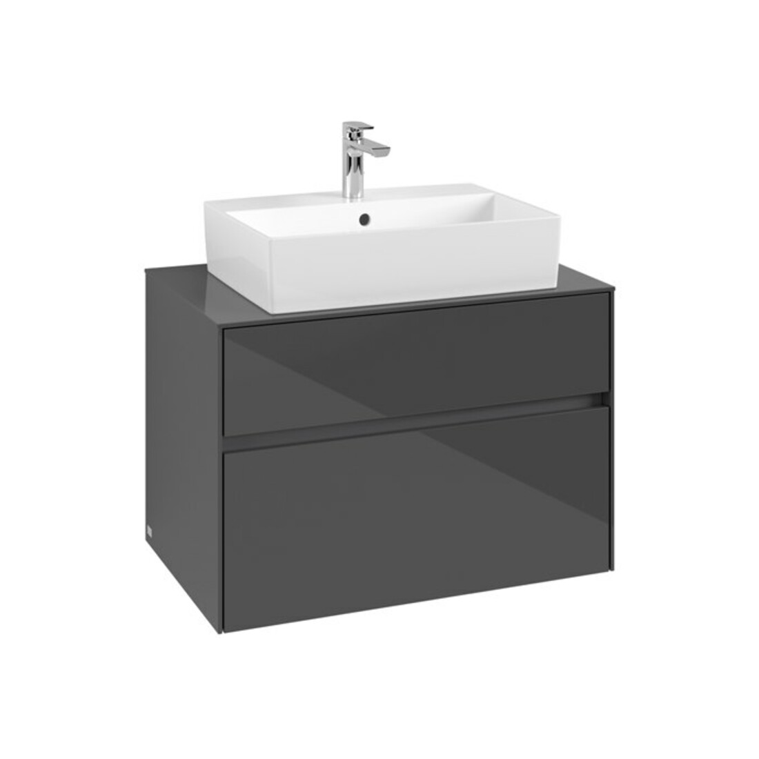 V&B Meuble sous lavabo Collaro 80x54,8x50cm, vasque centrale, gris brillant
