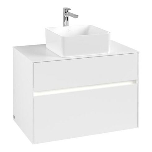 V&B Meuble sous lavabo Collaro 80x54,8x50cm, WT mi, LED 5,7 W, blanc mat