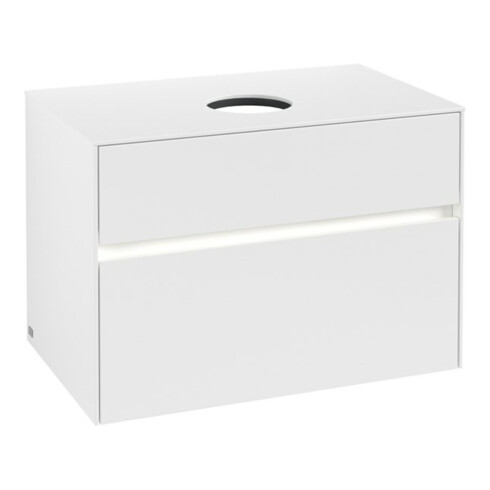 V&B Meuble sous lavabo Collaro 80x54,8x50cm, WT mi, LED 5,7 W, blanc mat