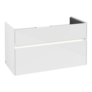 V&B Meuble sous lavabo Collaro 95,4x54,6x44,4cm, WT mi, LED 7W, blanc brillant