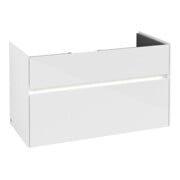 V&B Meuble sous lavabo Collaro 95,4x54,6x44,4cm, WT mi, LED 7W, blanc brillant
