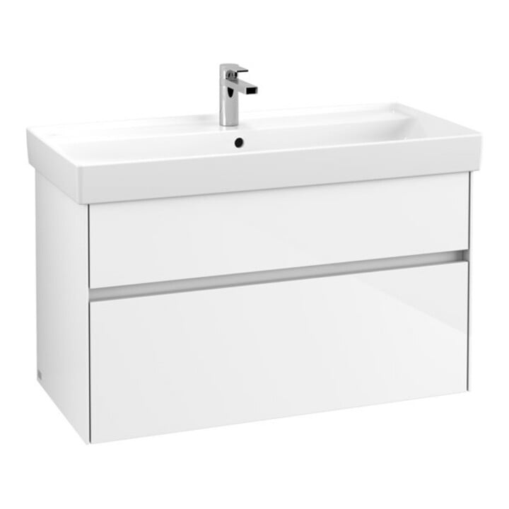 V&B Meuble sous lavabo Collaro 95,4x54,6x44,4cm, WT mi, LED 7W, blanc brillant