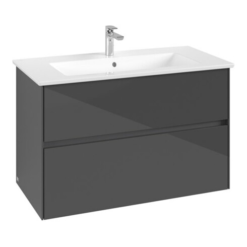 V&B Meuble sous lavabo Collaro 96,1x61x48 cm, vasque centrale, gris brillant