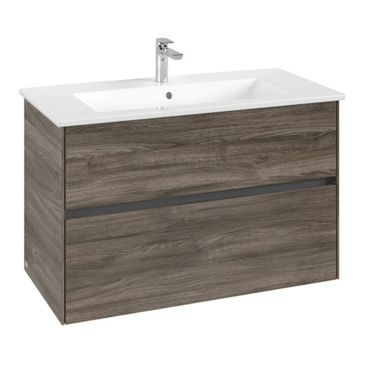 V&B Meuble sous-lavabo Collaro 96,1x61x48cm, vasque centrale, chêne pierre