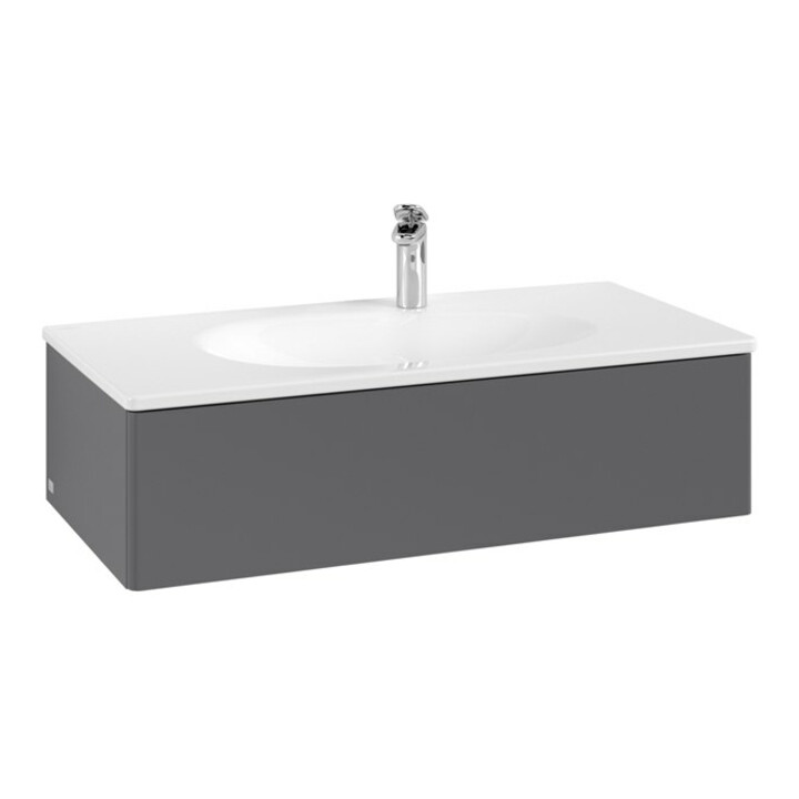 V&B Meuble sous-lavabo Éclairage à tiroir Antao 98,8x25,6x49,3cm, sans robinet, Anthracite avec laqué