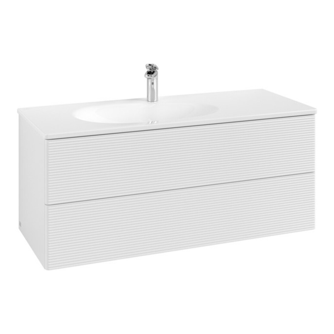 V&B Meuble sous lavabo Éclairage extractible Antao 118,8x50,4x49,3cm, avec façade, blanc brillant Lac