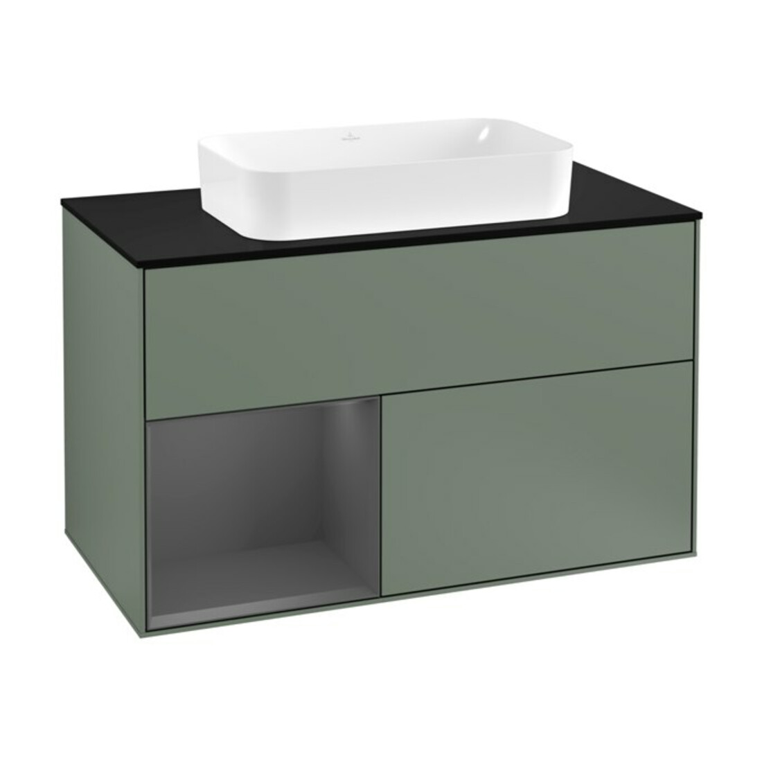 V&B Meuble sous lavabo Éclairage mural Finion 100, Anthracite mat, huile mat laqué