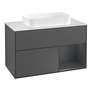 V&B Meuble sous lavabo Éclairage mural Finion 100, Blanc mat, Anthracite m