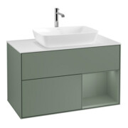 V&B Meuble sous lavabo Éclairage mural Finion 100, blanc mat, régulateur huile mat laqué