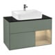V&B Meuble sous lavabo Éclairage mural Finion 100, bleu pâle, rangement à droite, huile mat laqué-1