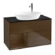 V&B Meuble sous lavabo Éclairage mural Finion 100, bleu, placage noyer, noyer-1