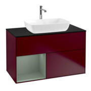 V&B Meuble sous lavabo Éclairage mural Finion 100, bleu, régulateur huile avec laque, Peo m