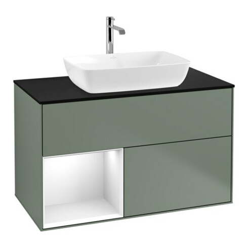 V&B Meuble sous lavabo Éclairage mural Finion 100, Pl b m, Reg glo wh. Lac, Oli. m Lac