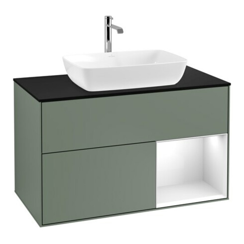 V&B Meuble sous lavabo Éclairage mural Finion 100, Pl b m, Reg glo wh. Lac, Oli. m Lac