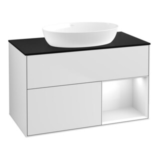 V&B Meuble sous-lavabo Éclairage mural Finion 100, Pl b m, Reg glo wh. Lac, wh. m Lac