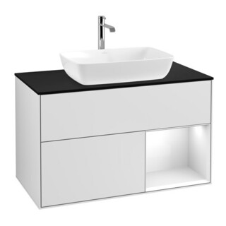 V&B Meuble sous lavabo Éclairage mural Finion 100, Pl b m, Reg glo wh. Lac, wh. m Lac