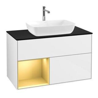 V&B Meuble sous lavabo Éclairage mural Finion 100, Pl b m, Reg gol m Lac, glo wh. Lac