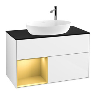 V&B Meuble sous lavabo Éclairage mural Finion 100, Pl b m, Reg gol m Lac, glo wh. Lac