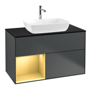 V&B Meuble sous lavabo Éclairage mural Finion 100, Pl b m, Reg gol m Lac, md bl. m Lac
