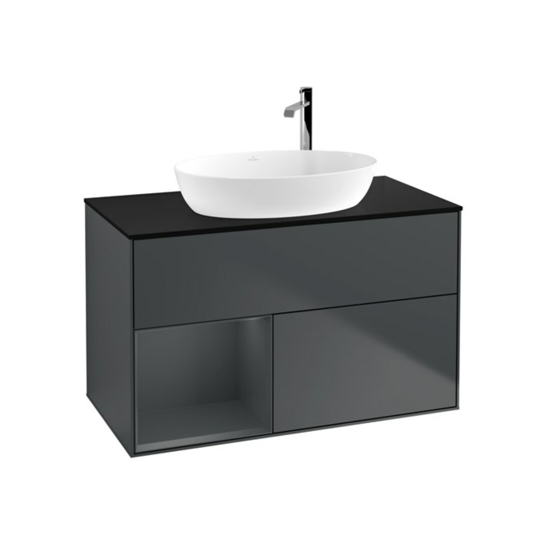 V&B Meuble sous lavabo Éclairage mural Finion 100, Pl b m, Reg md m Lac, md bl. m Lac