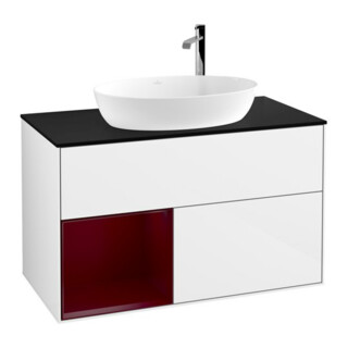 V&B Meuble sous lavabo Éclairage mural Finion 100, Pl b m, Reg Peo m Lac, blanc brillant Lac