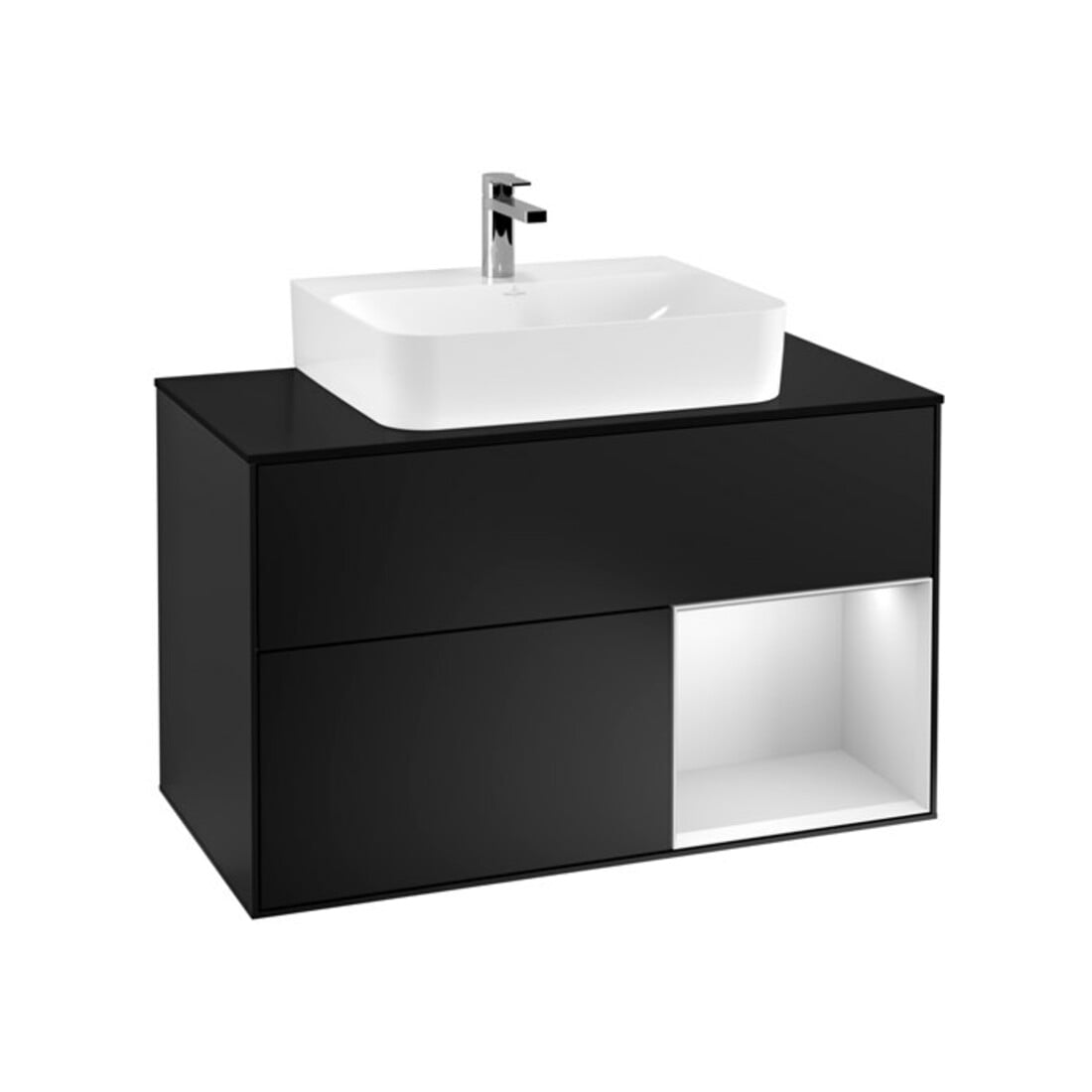 V&B Meuble sous lavabo Éclairage mural Finion 100, Pl b m, Reg re wh. m Lac, bla m Lac