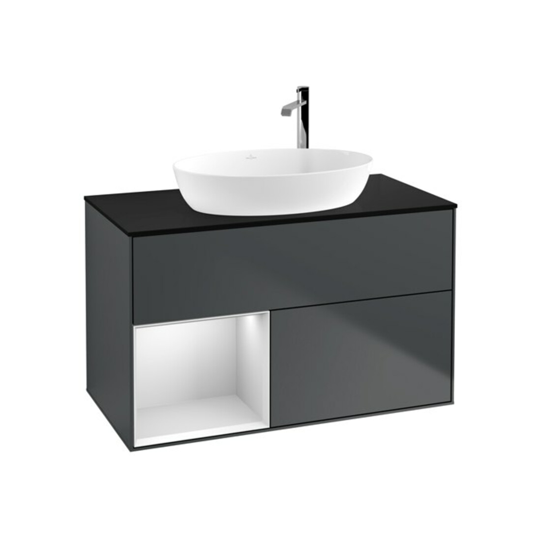 V&B Meuble sous lavabo Éclairage mural Finion 100, Pl b m, Reg wh. m Lac, md bl. m Lac